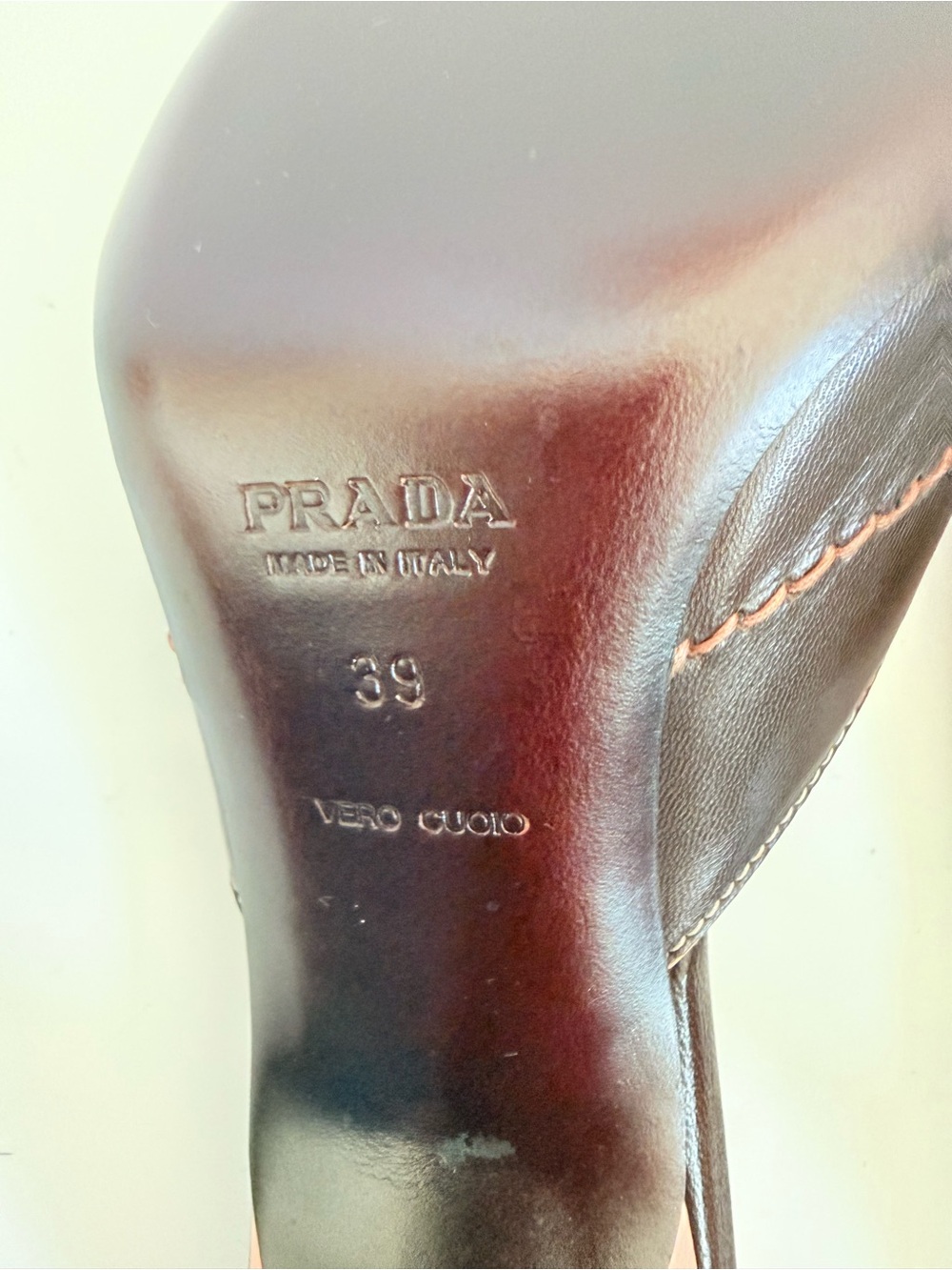 Prada SS 2002 Vintage Cacao Pink Bow Eyelet Leather Mules Heels 39 - Picture 10 of 12